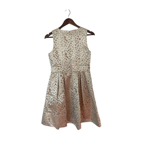 ELIZA J Blush Pink Champagne Fit & Flare Rhinestone Polka Dot Pockets Dress Sz 6 - Picture 3 of 3